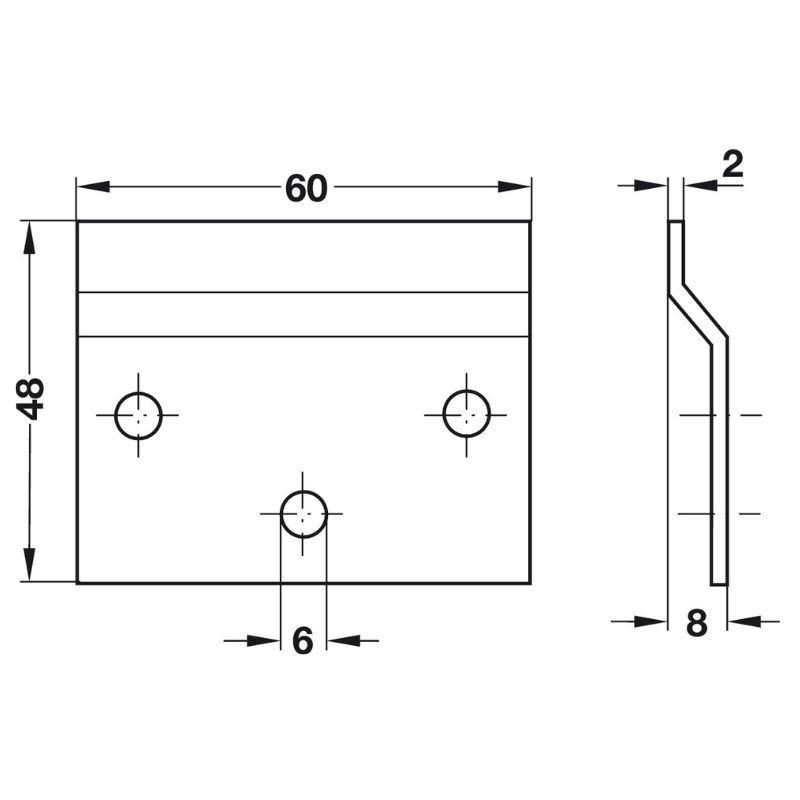 Đế gắn tường chiều dài 60mm Hafele 290.08.9000