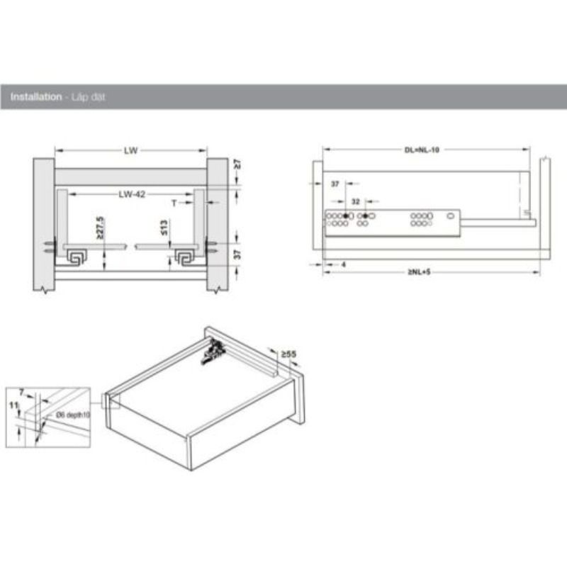 Ray âm EPC Evo 300mm giảm chấn Hafele 433.32.0710