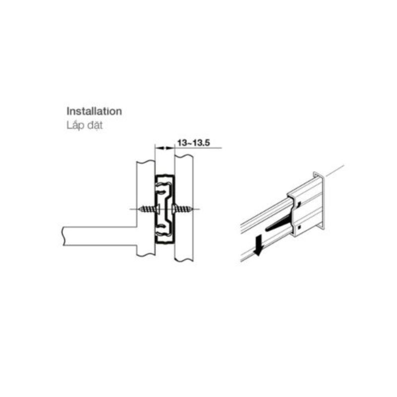 Ray bi giảm chấn 500mm Hafele 494.02.0652