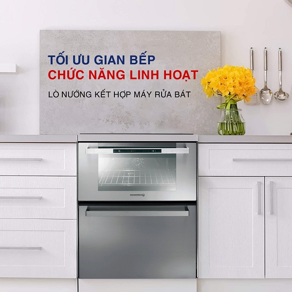 Dou lò nướng kết hợp máy rửa bát Rosieres R2IN1X1