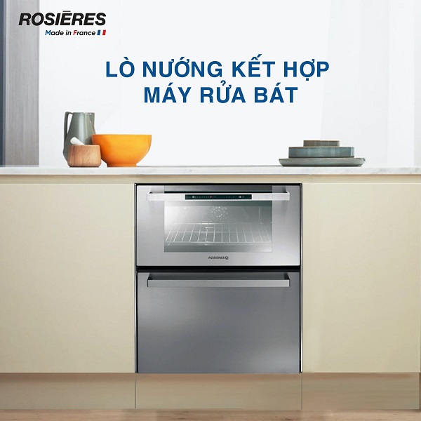 Dou lò nướng kết hợp máy rửa bát Rosieres R2IN1X0