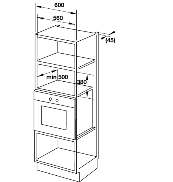 Kích thước Lò vi sóng kết hợp nướng âm tủ Hafele 535.34.020