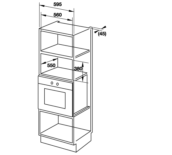 Kích thước Lò vi sóng Hafele HM-B38C 538.01.111