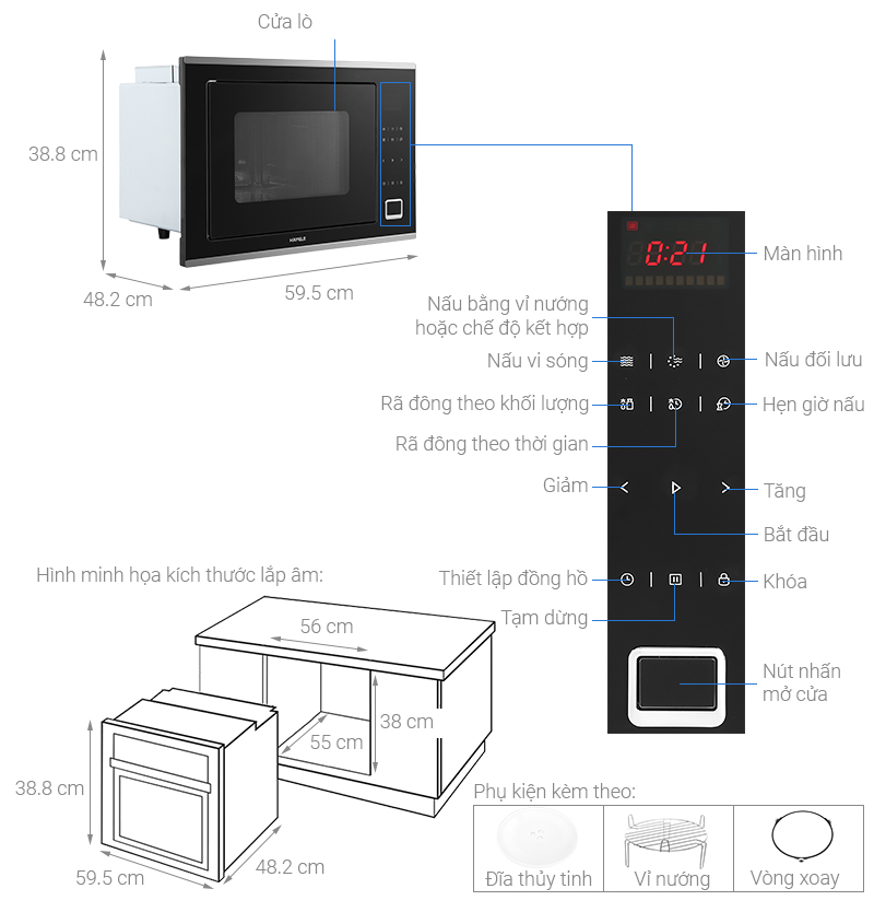 Thiết kế Lò vi sóng Hafele HM-B38C 538.01.111