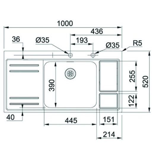 Chậu rửa Franke loại đơn LAX 211-W-45 (127.0299.850)0