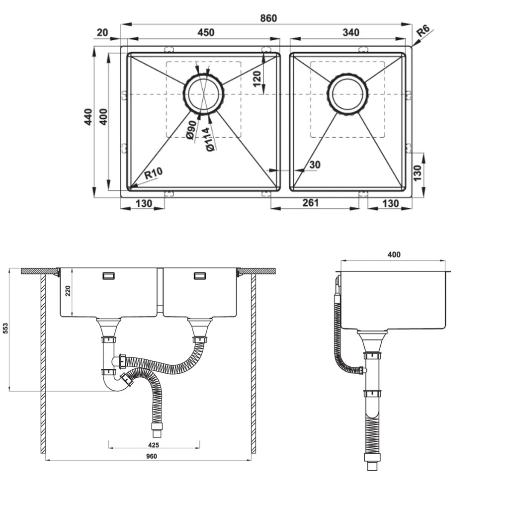 CHẬU INOX HÄFELE HS21-SSN2S90 567.96.3100