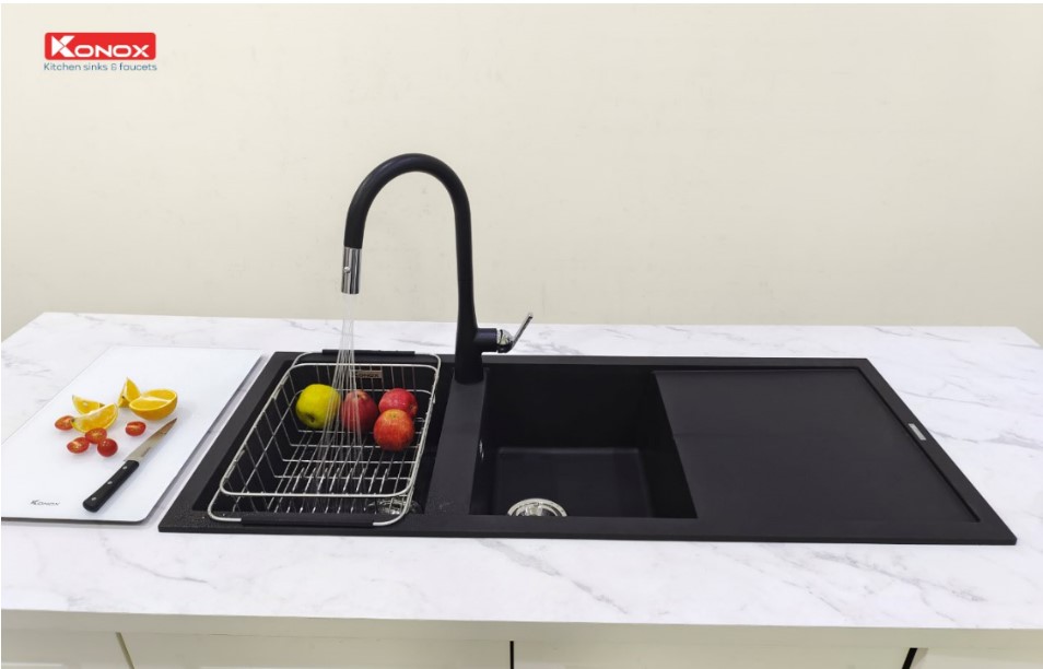 Chậu rửa bát Konox Granite Livello 1160 Black1