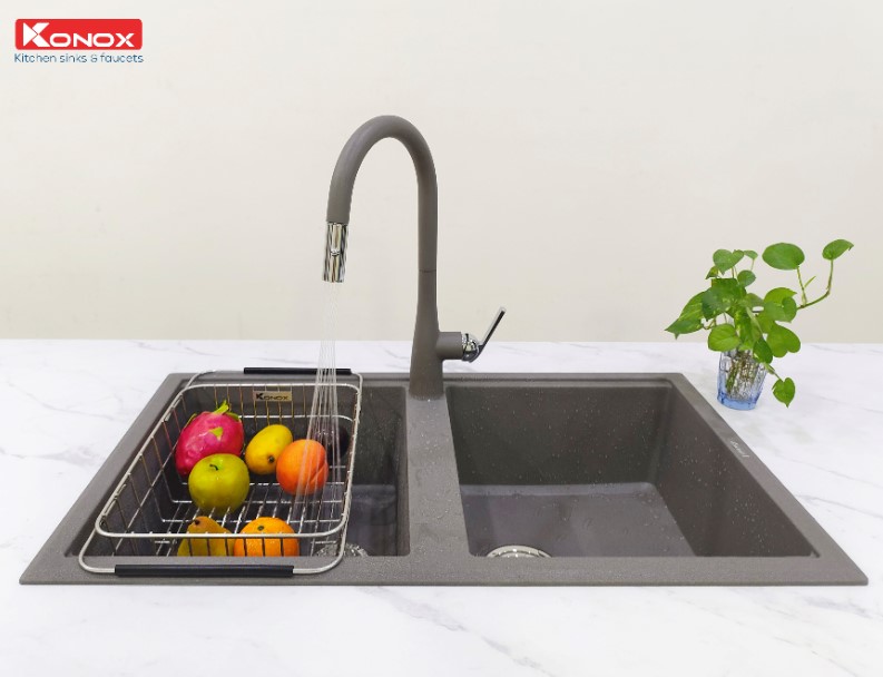 Chậu rửa bát Konox Granite Phoenix 860 Grey1