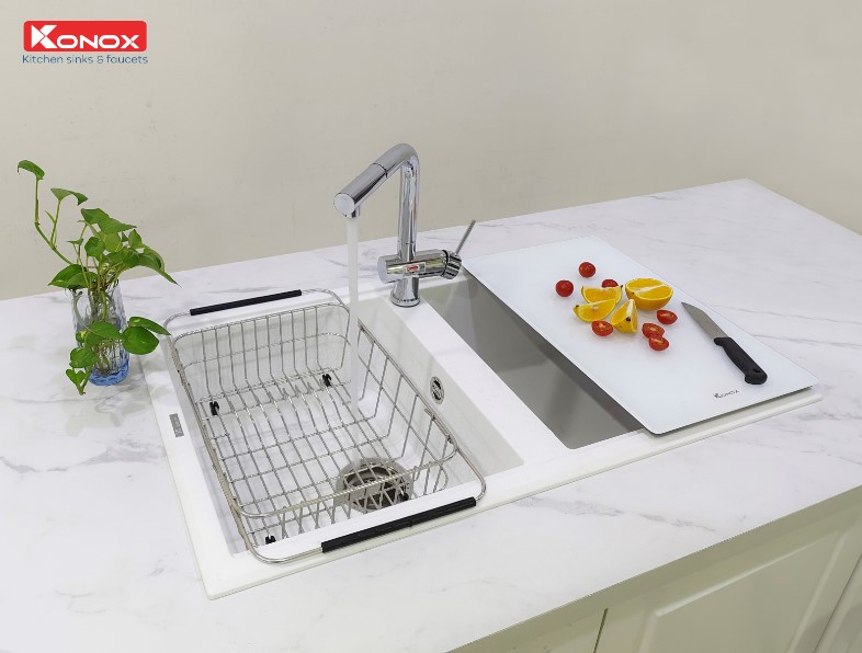 Chậu rửa bát Konox Granite Phoenix 860 Silver1