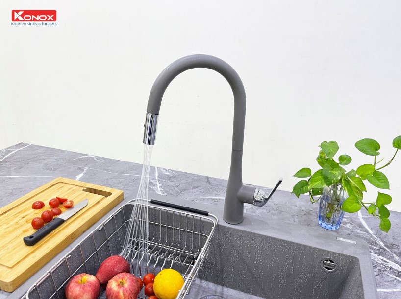 Chậu rửa bát Konox Granite Ruvita 680 Grey2