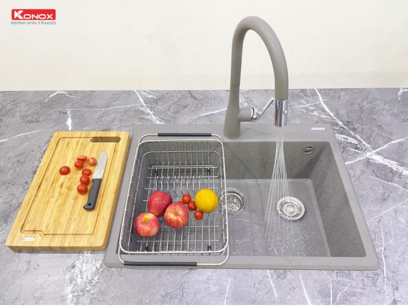 Chậu rửa bát Konox Granite Ruvita 680 Grey0