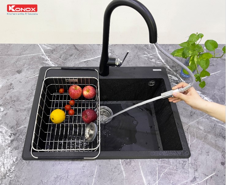 Chậu rửa bát Konox Granite Ruvita 680 Black2