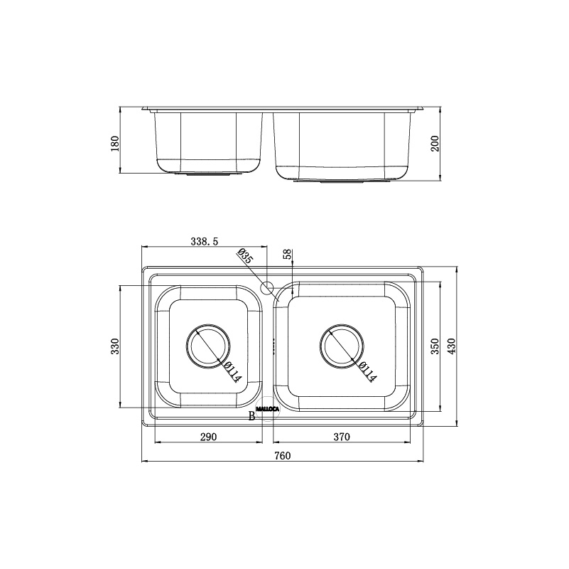 Chậu rửa bát Malloca MS 2076EP2