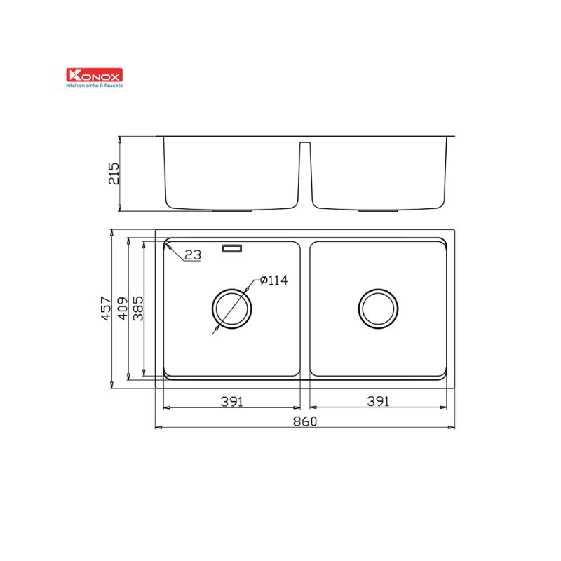 Chậu rửa bát Konox Workstation - Undermount Sink KN8646DU Dekor Basic2