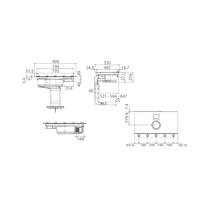 Bếp từ kết hợp máy hút mùi Elica NIKOLATESLA UNPLUGGED BL/F/90 PRF01840192