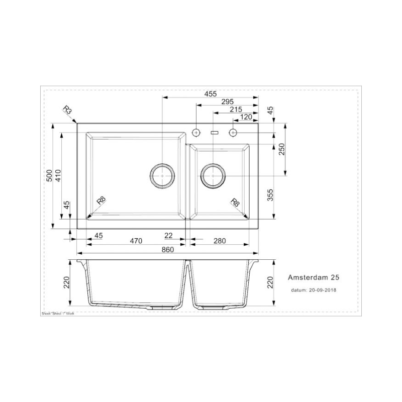 Chậu rửa bát 2 hố Reginox AMSTERDAM 25 HMH.R311000