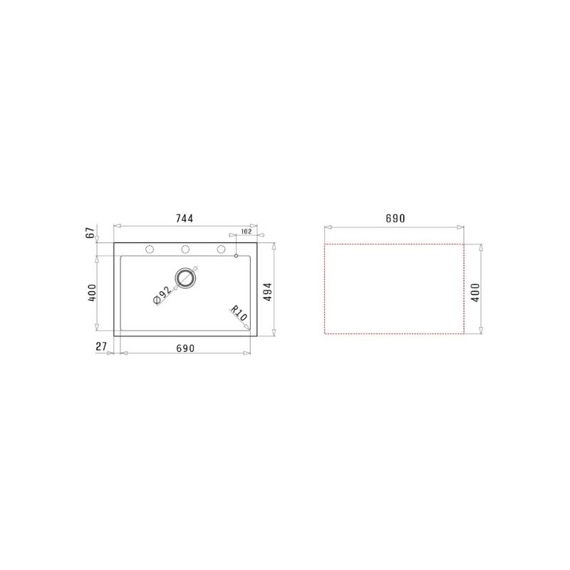 Chậu rửa bát Elica Pyragranite Istros 1B Iron Carbon 700492110