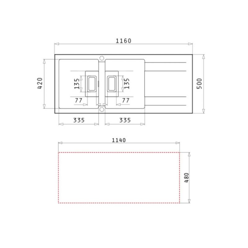 Chậu rửa chén đá 2 hố Elica Pyragranite Kartesio 2B 1D Carbon 07000551110