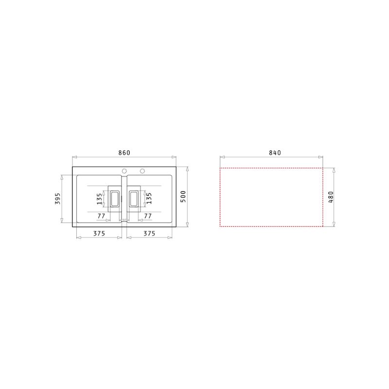 Chậu rửa chén đá 2 hố Elica Pyragranite Kartesio 2B Carbon 700539110