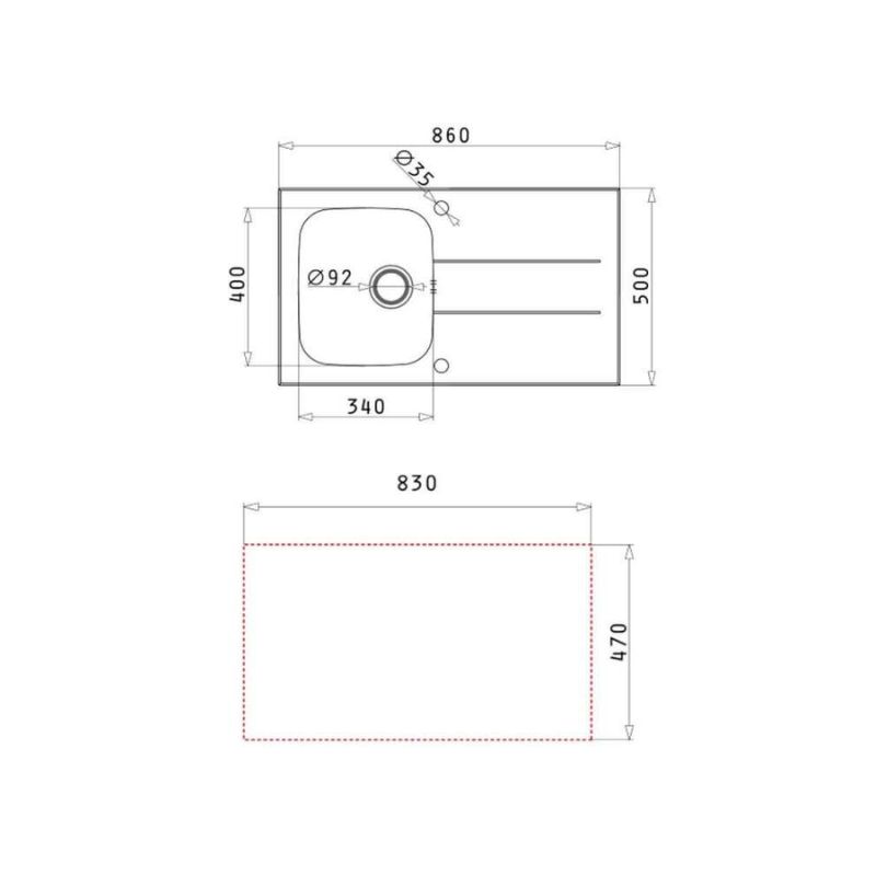 Chậu rửa chén inox 1 hố Elica Concerto 1B 1D – Black 1095012301