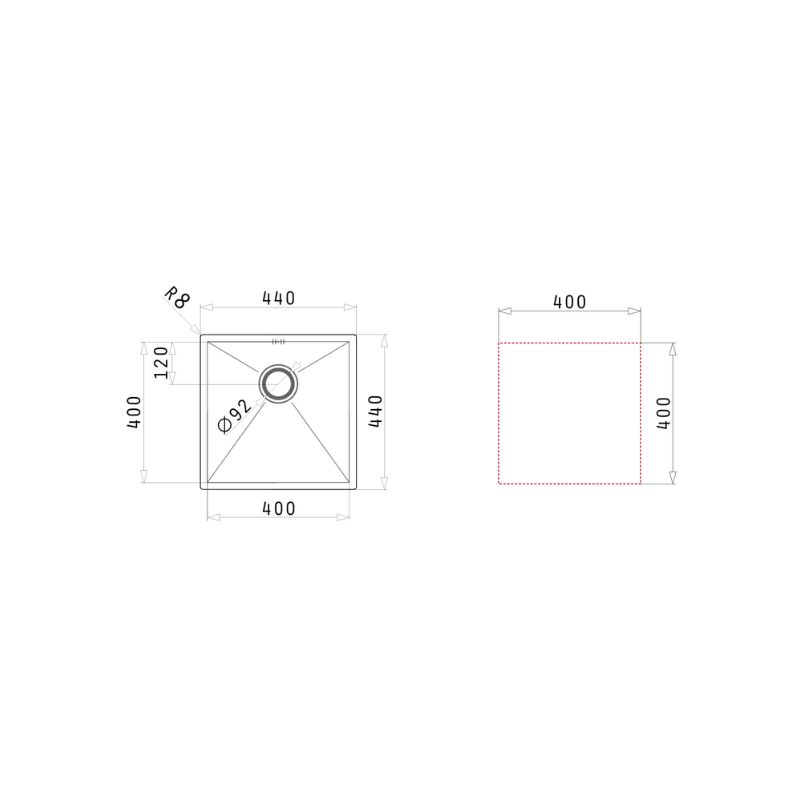 Chậu rửa chén inox 1 hố Elica Tetragon 1B 1000902010