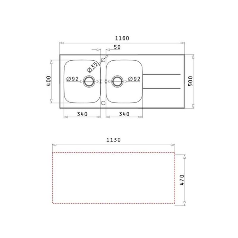 Chậu rửa chén inox 2 hố Elica Concerto 2B 1D – Black 1095016301