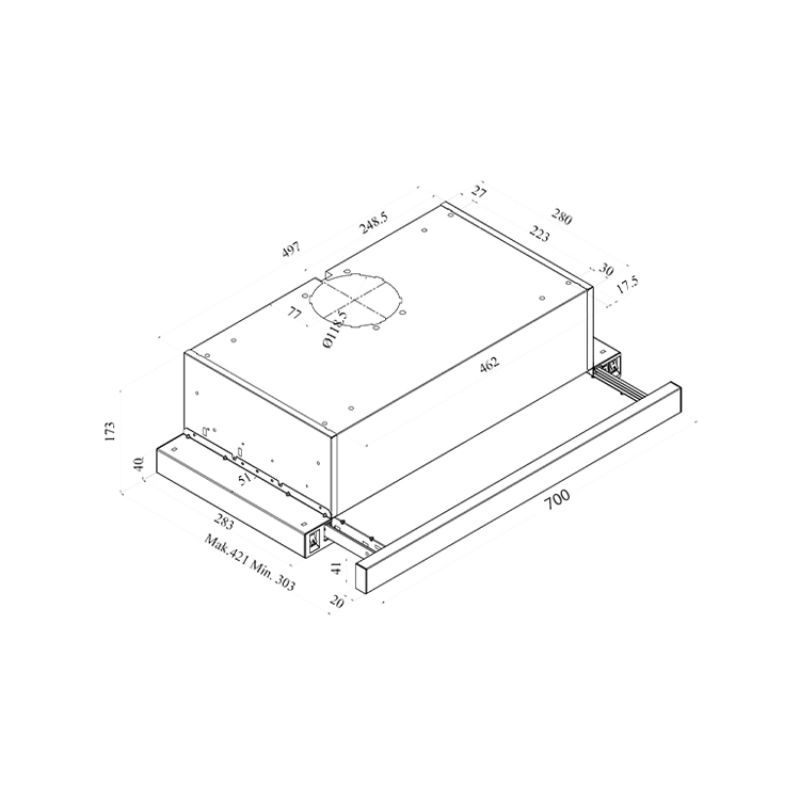 Máy hút mùi âm tủ Fagor 3AF3-741X3