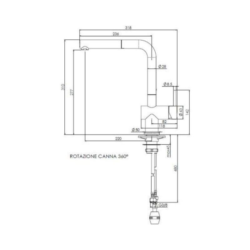 Vòi rửa bát nóng lạnh Reginox CEDAR HMH.R316432