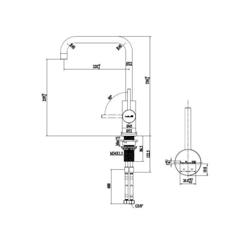 Vòi rửa bát nóng lạnh Reginox Crystal R305161