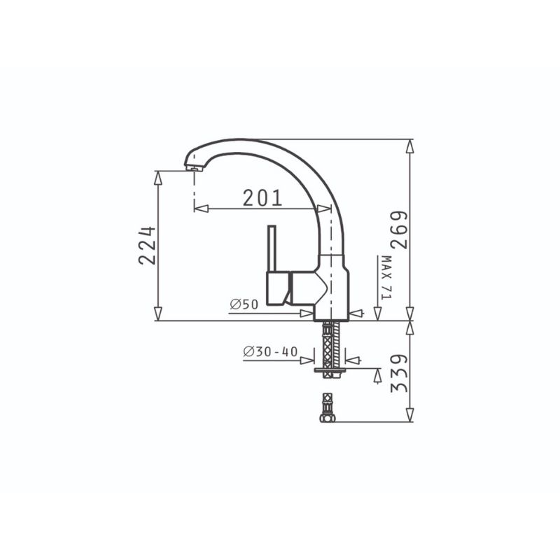 Vòi rửa chén Elica Armonica Classic Carbon 0953001010