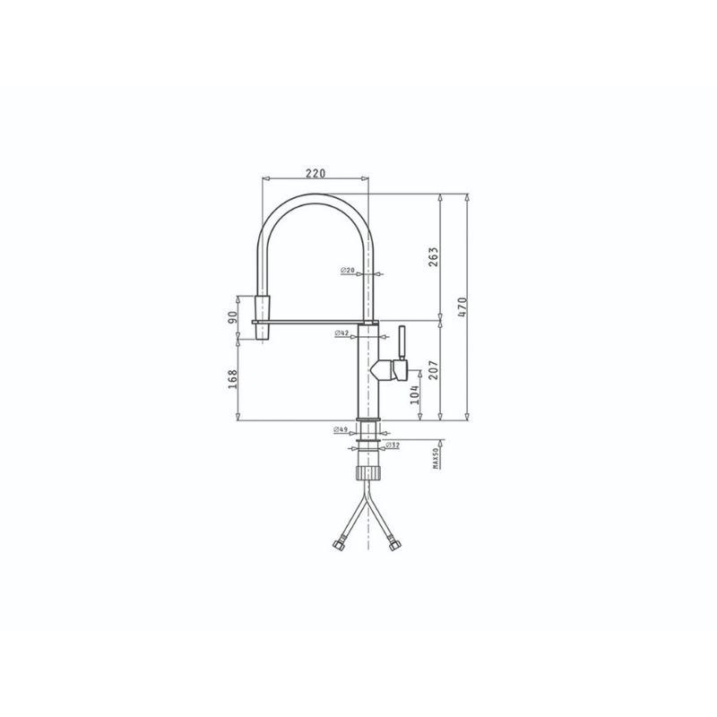 Vòi rửa chén Elica Cornetta Black Rubber 0909202010