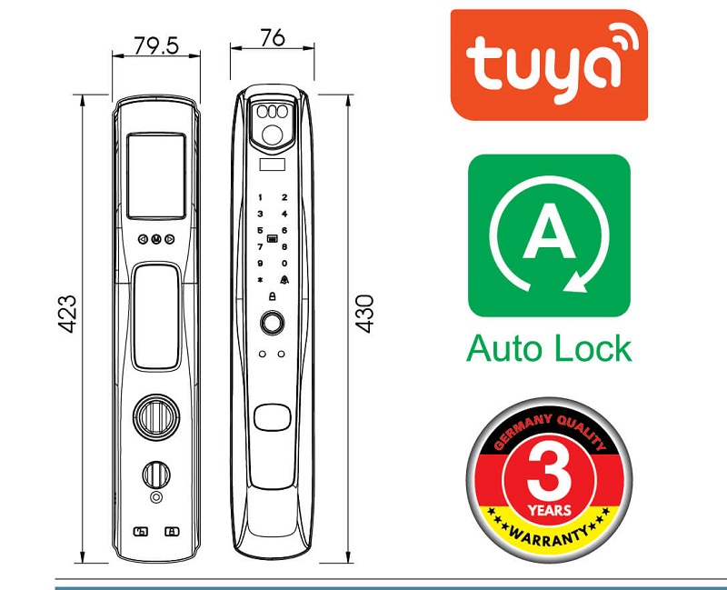 Khóa cửa thông minh nhận diện khuôn mặt FACE ID-3D Demax SL920 PB0