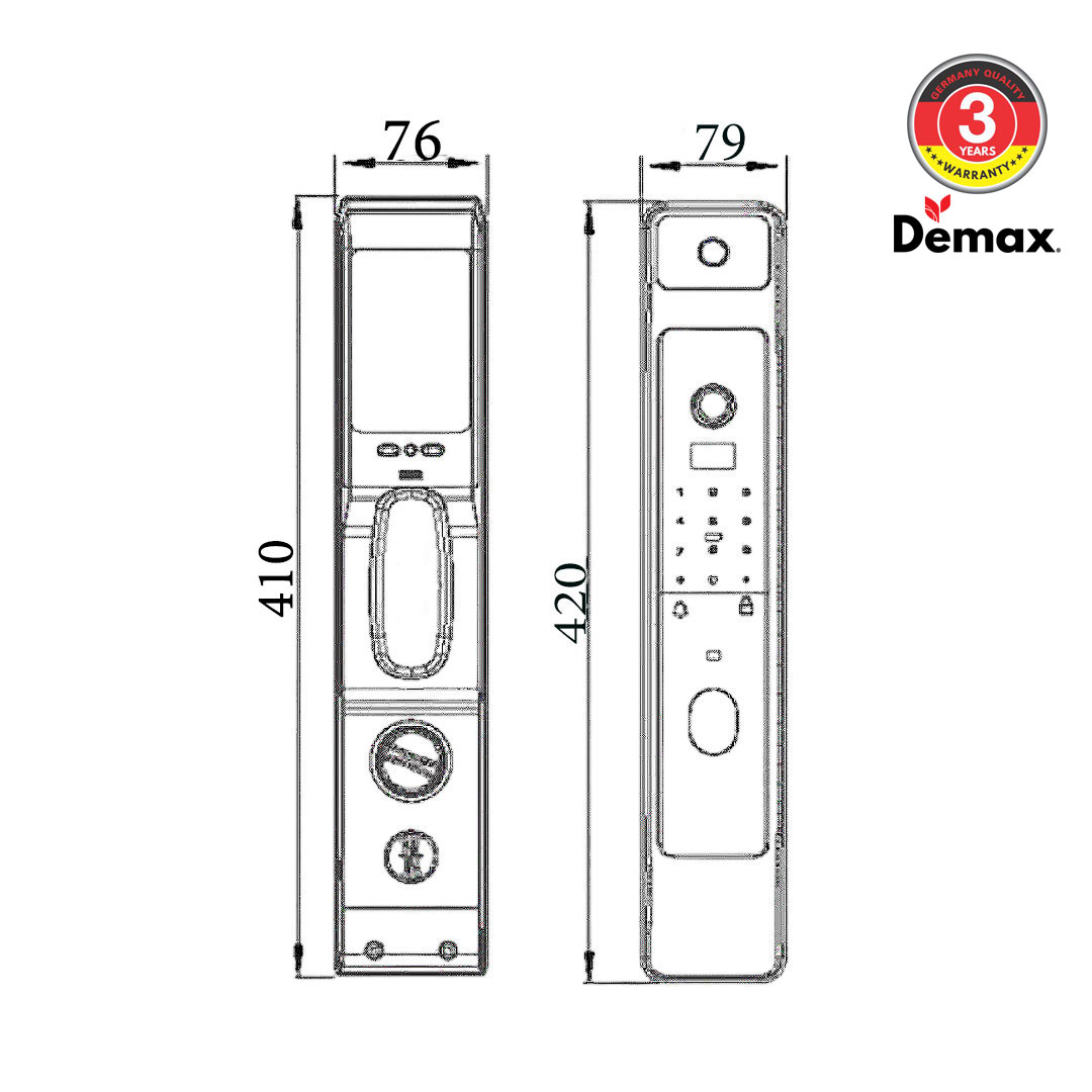 Khóa cửa thông minh nhận diện khuôn mặt FACE-ID Demax SL928 DG0