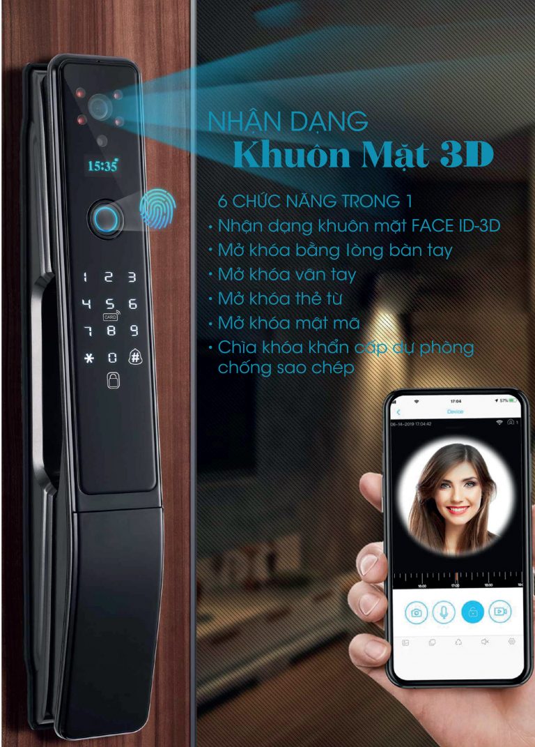 Khóa cửa thông minh nhận diện khuôn mặt FACE-ID Demax SL968 BN1