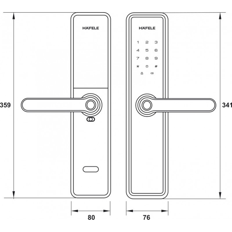 Khóa điện tử Hafele DL7600 Đen Không Pin 912.20.2370