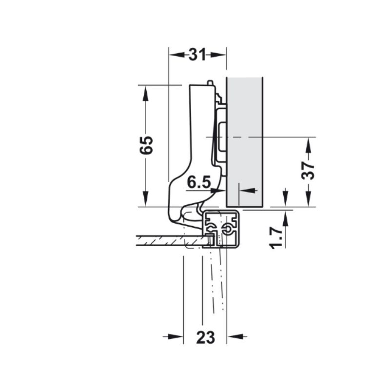 Bản lề Metalla SM 110º trùm nửa Hafele 315.26.7110