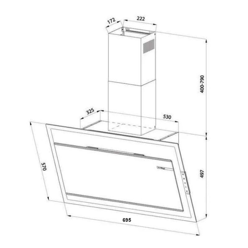 Máy hút mùi áp tường tuần hoàn Eurosun EH-70CN78W4