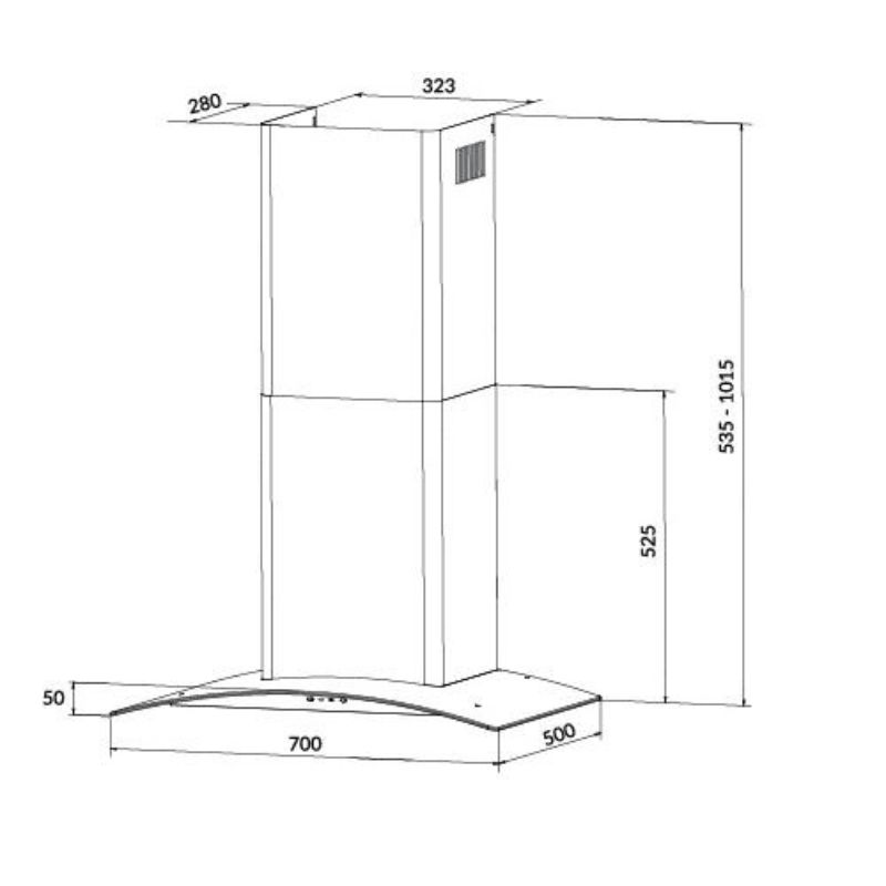 Máy hút mùi áp tường tuần hoàn Eurosun EH-70K322