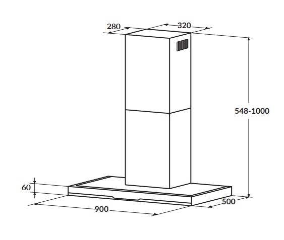 Máy hút mùi ống khói 90cm kiểu mới Rosieres RDSV 985 PN0