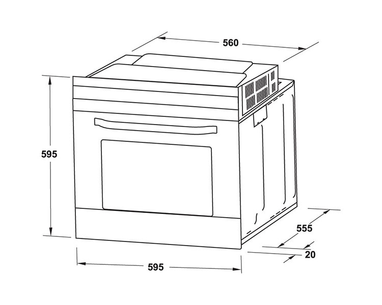 Kích thước Lò nướng âm tủ Hafele 538.61.451