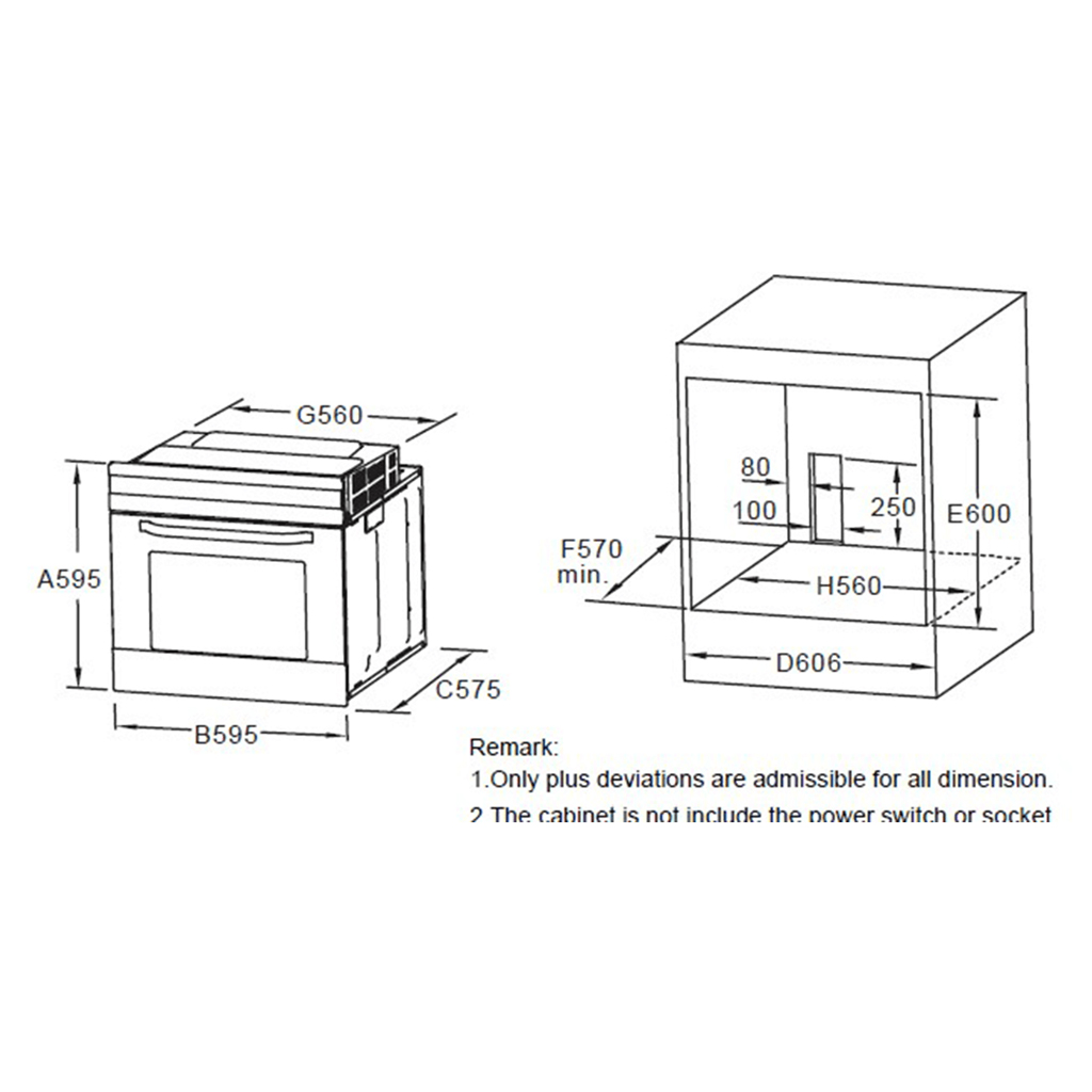 Kích thước Lò nướng Hafele HO-6T70A 538.01.441