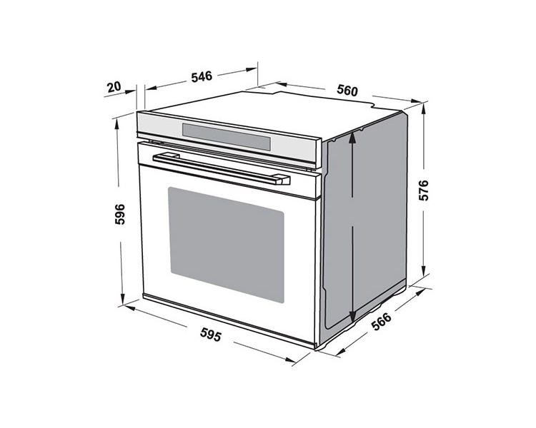 Kích thước Lò nướng âm tủ 72L Hafele HO-8T72A 538.01.421