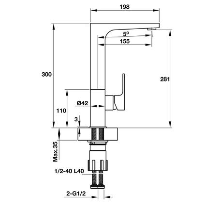 Vòi rửa bát inox Hafele HT19-CH1F281 570.51.0300