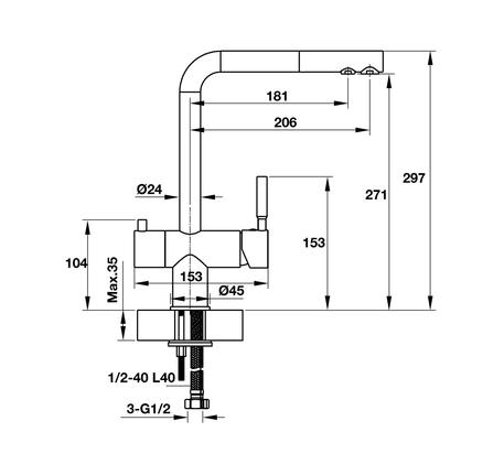 Vòi rửa bát inox Hafele HT19-CH2P271 570.51.0600