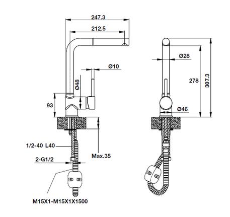 Vòi rửa bát đá Hafele HT19-GH1P278 570.51.3800