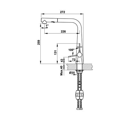 Vòi rửa bát inox Hafele Hydros HT20-CH1P259 570.82.2100