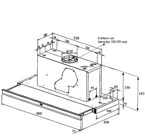 Kích thước chi tiết của máy hút mùi Teka CNL1 9000