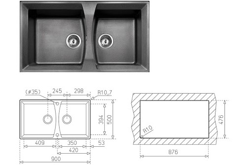 Chậu rửa TEKA-UNIVERSO-90-GT