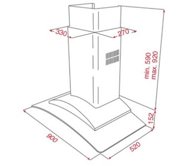 Thông số chi tiết của máy hút mùi áp tường TEKA DF 90 GLASS