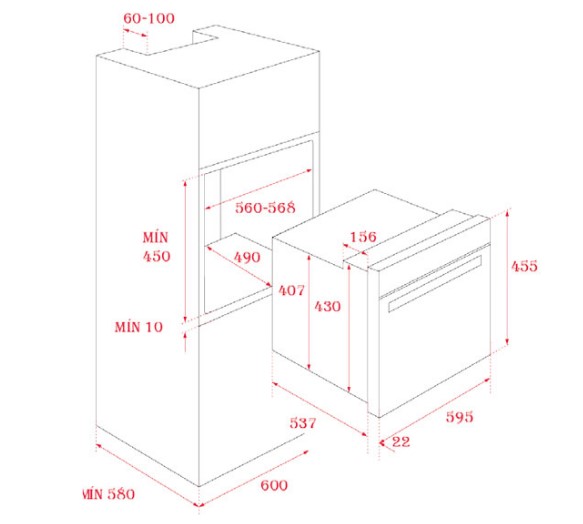 Thông số kỹ thuật của lò nướng điện HLC 840 SS 